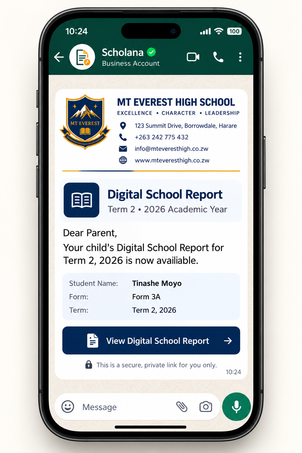 Digital School Report delivered by the verified Scholana Business Account for Mt Everest High School